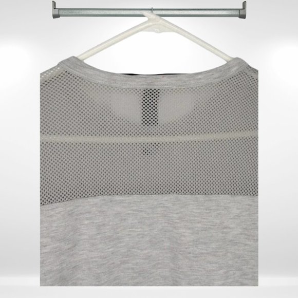 Yogalicious Heather Grey Mesh Panel Crewneck Activewear Sweatshirt - Picture 3 of 8
